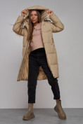 Купить Пальто утепленное молодежное зимнее женское светло-коричневого цвета 52328SK, фото 15