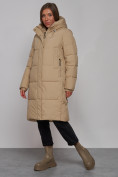 Купить Пальто утепленное молодежное зимнее женское светло-коричневого цвета 52328SK, фото 2