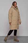 Купить Пальто утепленное молодежное зимнее женское светло-коричневого цвета 52328SK, фото 3