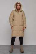 Купить Пальто утепленное молодежное зимнее женское светло-коричневого цвета 52328SK, фото 5