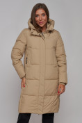 Купить Пальто утепленное молодежное зимнее женское светло-коричневого цвета 52328SK, фото 7