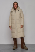 Купить Пальто утепленное молодежное зимнее женское бежевого цвета 52329B