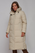 Купить Пальто утепленное молодежное зимнее женское бежевого цвета 52329B, фото 10