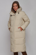 Купить Пальто утепленное молодежное зимнее женское бежевого цвета 52329B, фото 12