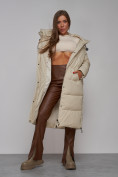 Купить Пальто утепленное молодежное зимнее женское бежевого цвета 52329B, фото 18