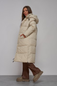 Купить Пальто утепленное молодежное зимнее женское бежевого цвета 52329B, фото 19