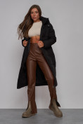 Купить Пальто утепленное молодежное зимнее женское черного цвета 52329Ch, фото 17