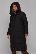 Купить Пальто утепленное молодежное зимнее женское черного цвета 52329Ch, фото 7