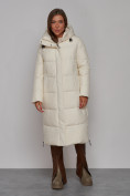 Купить Пальто утепленное молодежное зимнее женское светло-бежевого цвета 52329SB