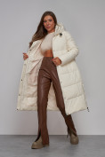 Купить Пальто утепленное молодежное зимнее женское светло-бежевого цвета 52329SB, фото 15