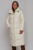 Купить Пальто утепленное молодежное зимнее женское светло-бежевого цвета 52329SB, фото 16