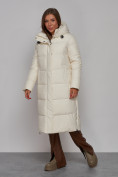 Купить Пальто утепленное молодежное зимнее женское светло-бежевого цвета 52329SB, фото 2