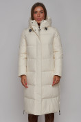 Купить Пальто утепленное молодежное зимнее женское светло-бежевого цвета 52329SB, фото 7