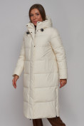 Купить Пальто утепленное молодежное зимнее женское светло-бежевого цвета 52329SB, фото 8