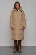 Купить Пальто утепленное молодежное зимнее женское светло-коричневого цвета 52329SK