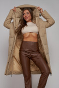Купить Пальто утепленное молодежное зимнее женское светло-коричневого цвета 52329SK, фото 16