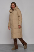 Купить Пальто утепленное молодежное зимнее женское светло-коричневого цвета 52329SK, фото 2