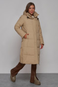 Купить Пальто утепленное молодежное зимнее женское светло-коричневого цвета 52329SK, фото 3