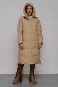 Купить Пальто утепленное молодежное зимнее женское светло-коричневого цвета 52329SK, фото 5
