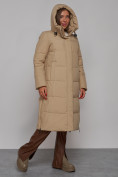 Купить Пальто утепленное молодежное зимнее женское светло-коричневого цвета 52329SK, фото 6