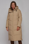 Купить Пальто утепленное молодежное зимнее женское светло-коричневого цвета 52329SK, фото 8