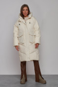 Купить Пальто утепленное молодежное зимнее женское бежевого цвета 52330B