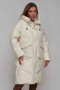 Купить Пальто утепленное молодежное зимнее женское бежевого цвета 52330B, фото 10