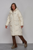 Купить Пальто утепленное молодежное зимнее женское бежевого цвета 52330B, фото 2
