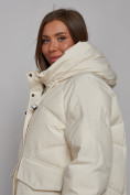 Купить Пальто утепленное молодежное зимнее женское бежевого цвета 52330B, фото 21