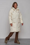 Купить Пальто утепленное молодежное зимнее женское бежевого цвета 52330B, фото 3