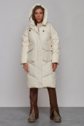 Купить Пальто утепленное молодежное зимнее женское бежевого цвета 52330B, фото 5
