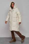 Купить Пальто утепленное молодежное зимнее женское бежевого цвета 52330B, фото 6