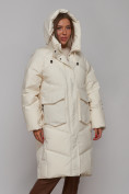 Купить Пальто утепленное молодежное зимнее женское бежевого цвета 52330B, фото 7