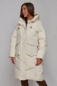 Купить Пальто утепленное молодежное зимнее женское бежевого цвета 52330B, фото 9