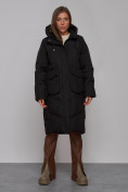 Купить Пальто утепленное молодежное зимнее женское черного цвета 52330Ch
