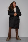 Купить Пальто утепленное молодежное зимнее женское черного цвета 52330Ch, фото 14