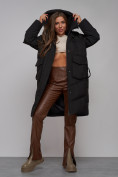 Купить Пальто утепленное молодежное зимнее женское черного цвета 52330Ch, фото 15