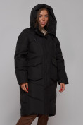 Купить Пальто утепленное молодежное зимнее женское черного цвета 52330Ch, фото 18