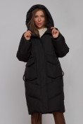 Купить Пальто утепленное молодежное зимнее женское черного цвета 52330Ch, фото 21