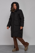 Купить Пальто утепленное молодежное зимнее женское черного цвета 52330Ch, фото 3