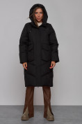 Купить Пальто утепленное молодежное зимнее женское черного цвета 52330Ch, фото 5