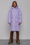 Купить Пальто утепленное молодежное зимнее женское фиолетового цвета 52330F