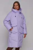 Купить Пальто утепленное молодежное зимнее женское фиолетового цвета 52330F, фото 10