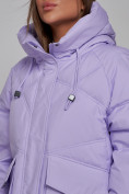 Купить Пальто утепленное молодежное зимнее женское фиолетового цвета 52330F, фото 14