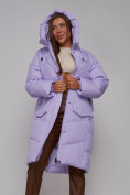 Купить Пальто утепленное молодежное зимнее женское фиолетового цвета 52330F, фото 15