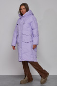 Купить Пальто утепленное молодежное зимнее женское фиолетового цвета 52330F, фото 2