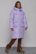 Купить Пальто утепленное молодежное зимнее женское фиолетового цвета 52330F, фото 3