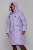 Купить Пальто утепленное молодежное зимнее женское фиолетового цвета 52330F, фото 6