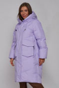 Купить Пальто утепленное молодежное зимнее женское фиолетового цвета 52330F, фото 9