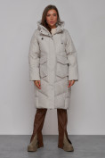 Купить Пальто утепленное молодежное зимнее женское светло-серого цвета 52330SS